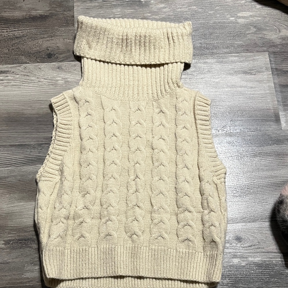 Cider Cream Cable Knit Turtleneck Sweater Vest
